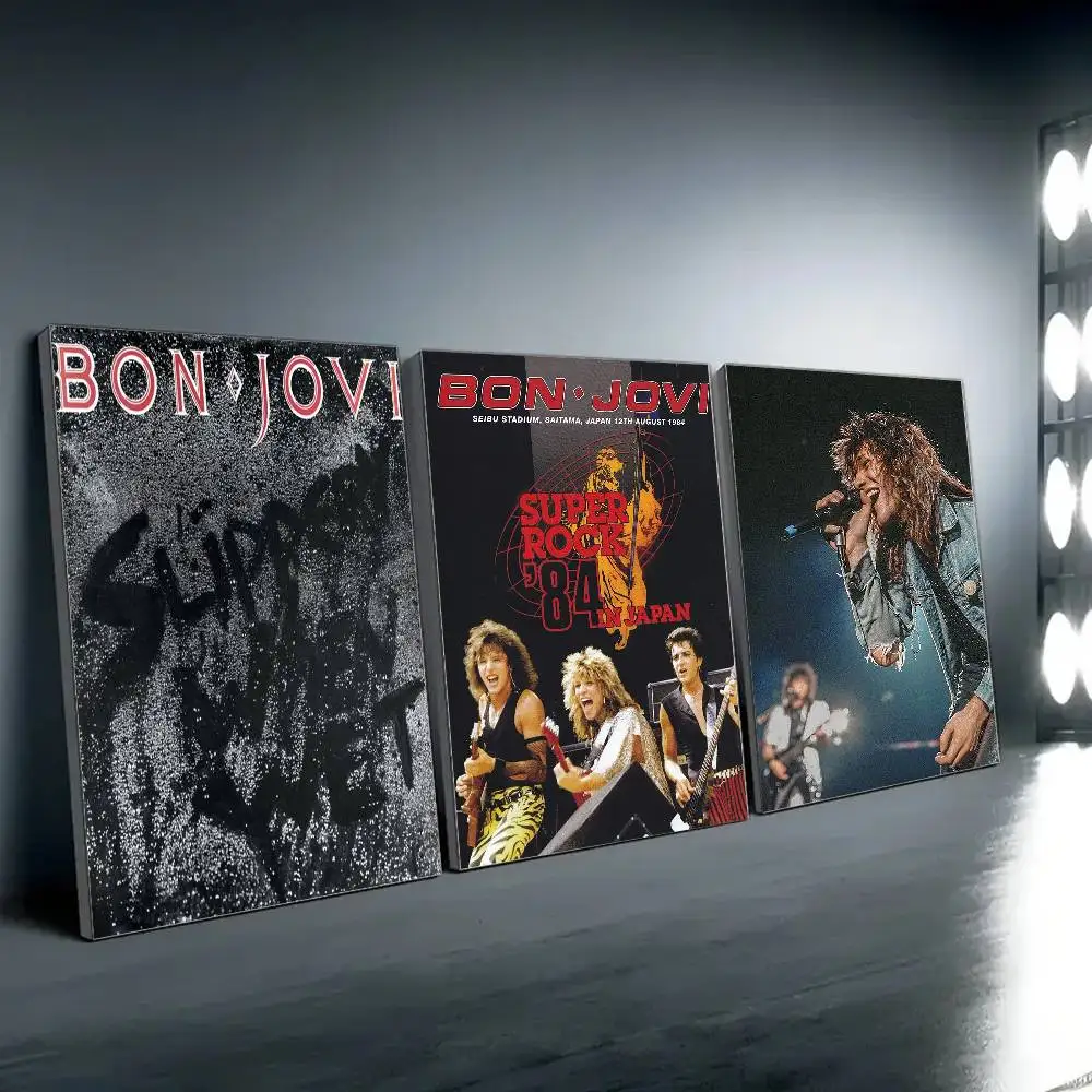 Hot Rock Band B-Bon Jovies Poster Gallery Prints Self Adhesive Home Decor Decoration Wall Decals Living Room Sticker S