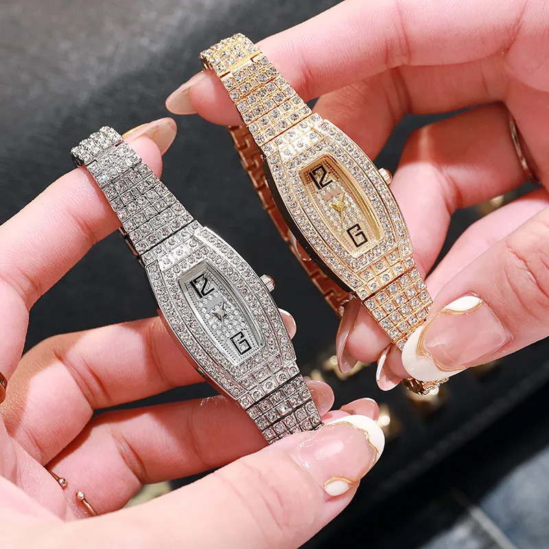 New Fashion Women Luxury Watches Womens Tonneau Crystal Stainless Steel Quartz Watch For Gifts Reloj Mujer Ladies Wristwatch Hot