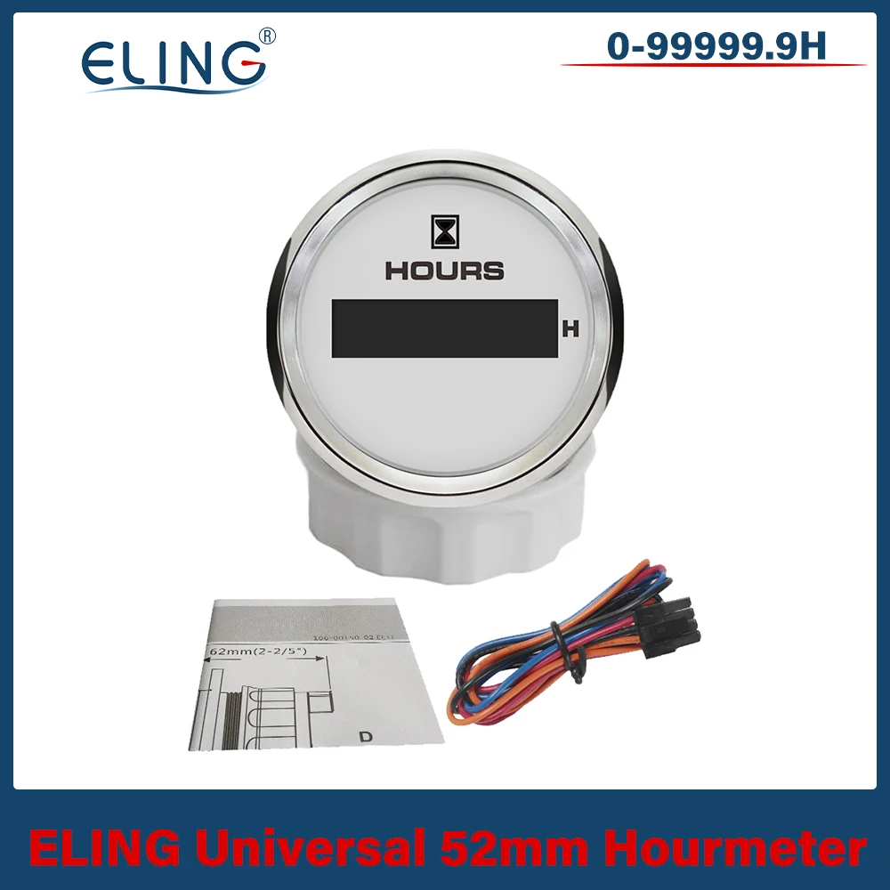 ELING أحدث محرك رقمي 52 مللي متر مقياس ساعة LCD مع 8 ألوان خلفية لسيارة قارب يخت سفينة عالمية 12 فولت 24 فولت #6
