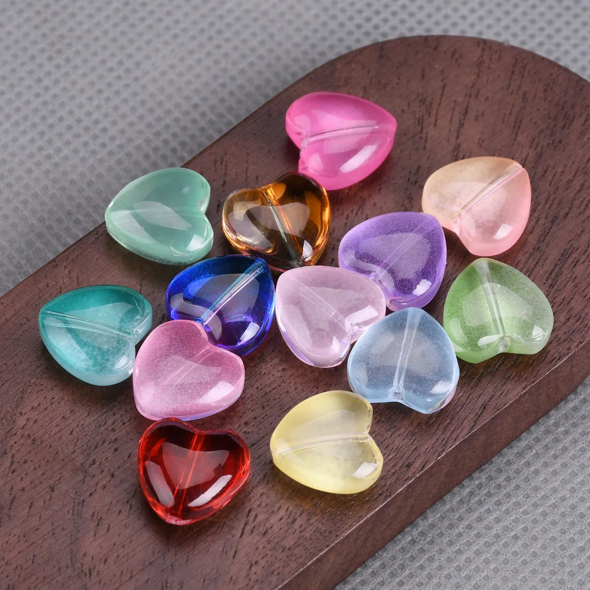 10pcs Heart Shape 12mm Coated Lampwork Glass Loose Beads For Jewelry Making DIY Crafts Findings