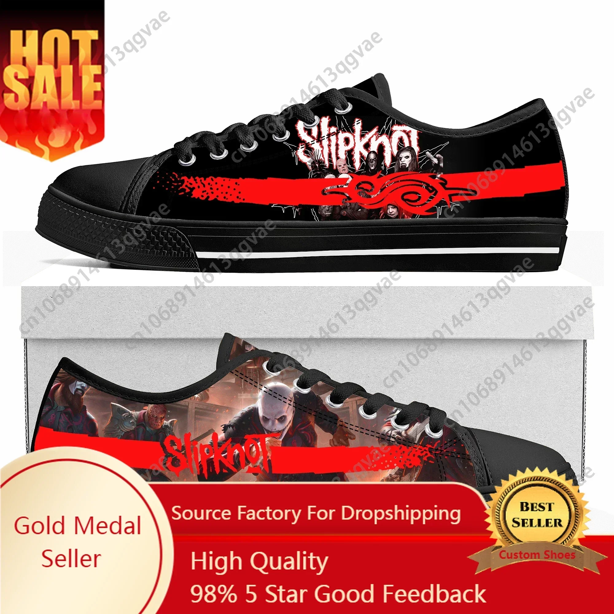 Slipknots Heavy Mental Band  Low Top High Quality Sneakers Mens Womens Teenager Canvas Sneaker Casual Couple Shoes Custom Shoe