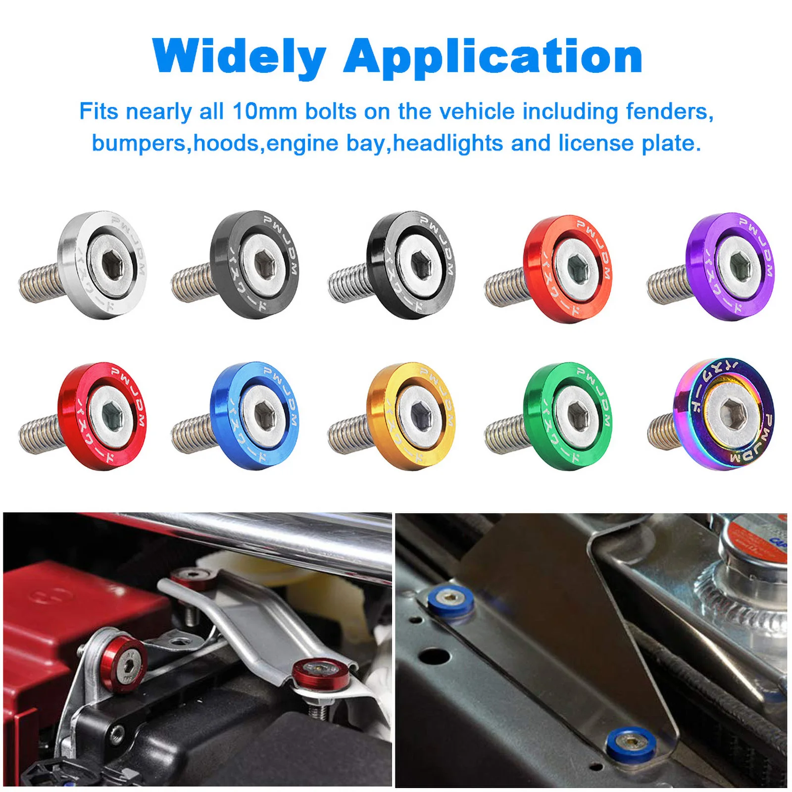 10PCS For Car License Plate M6 Screws Fasteners Fender Washer Bumper Engine Concave Universal Car Styling