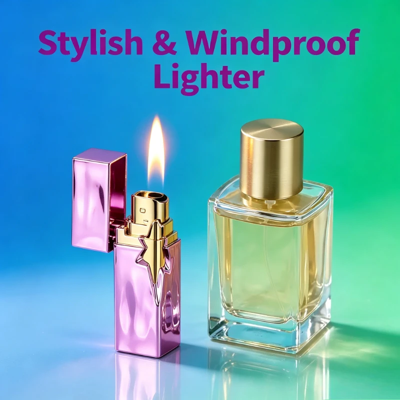 

Stylish Aesthetic Ice Purple Refillable Metal Lighter, Cool Cyberpunk Girl Accessory, Portable Pocket Gift (Butane Excluded)