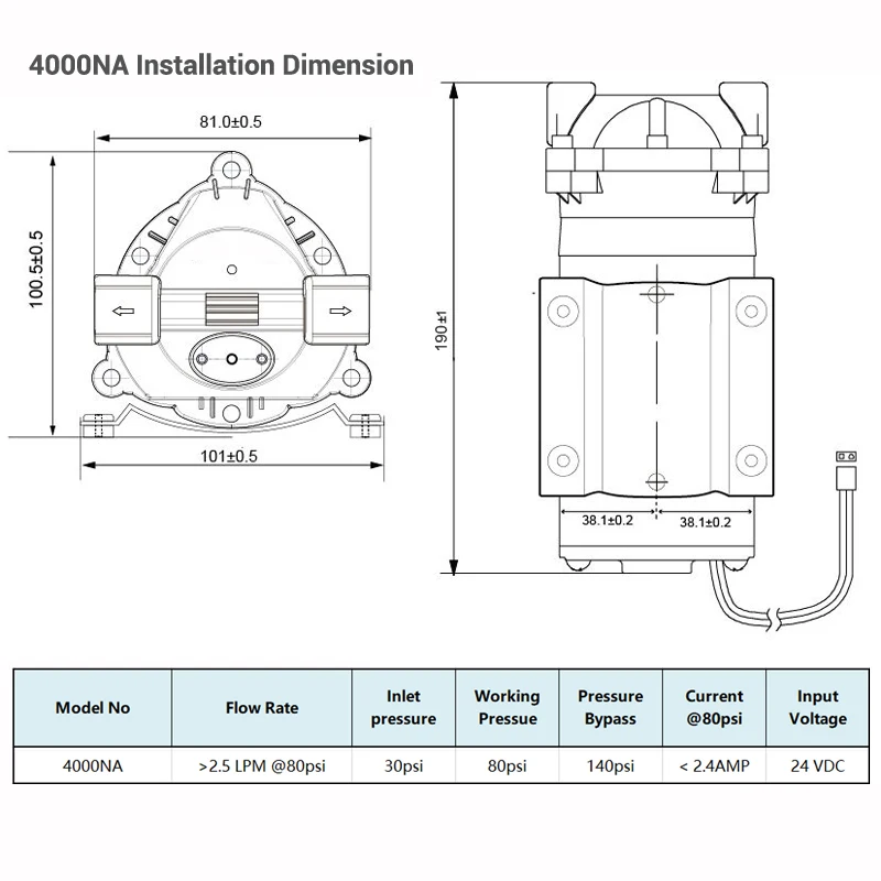 Coronwater 400GPD RO Booster Pump  Reverse Osmosis Water Filter TYP-4000NA