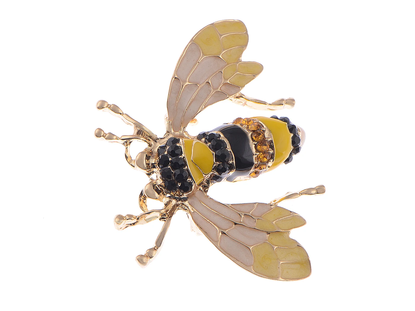 Women's Black and Yellow Bumble Bee Rhinestone Encrusted Enamel Casual Novelty Holiday Pin Brooch