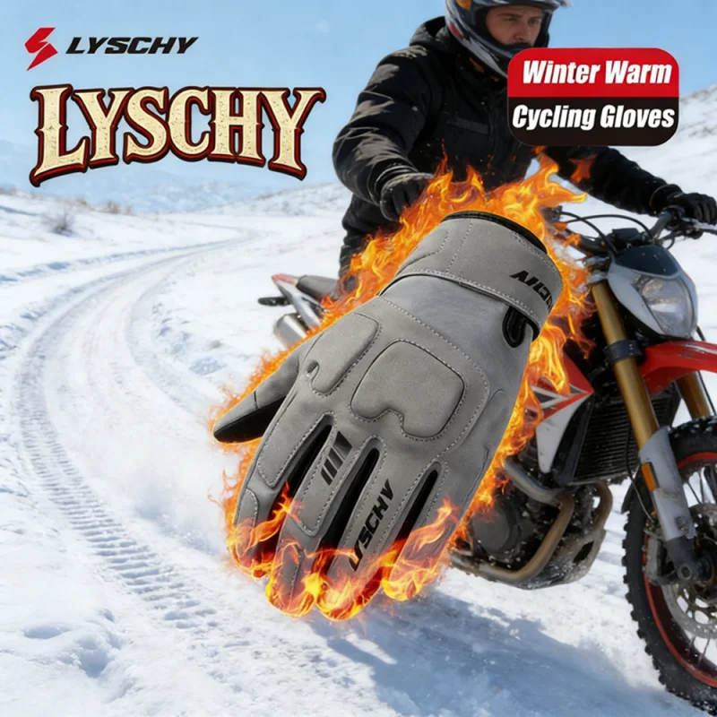 Winter Cold Warm Thermal LYSCHY Motorcycle Snowmobile Gloves Waterproof Windproof Touch Wear-resistant Motocross Biker Glove