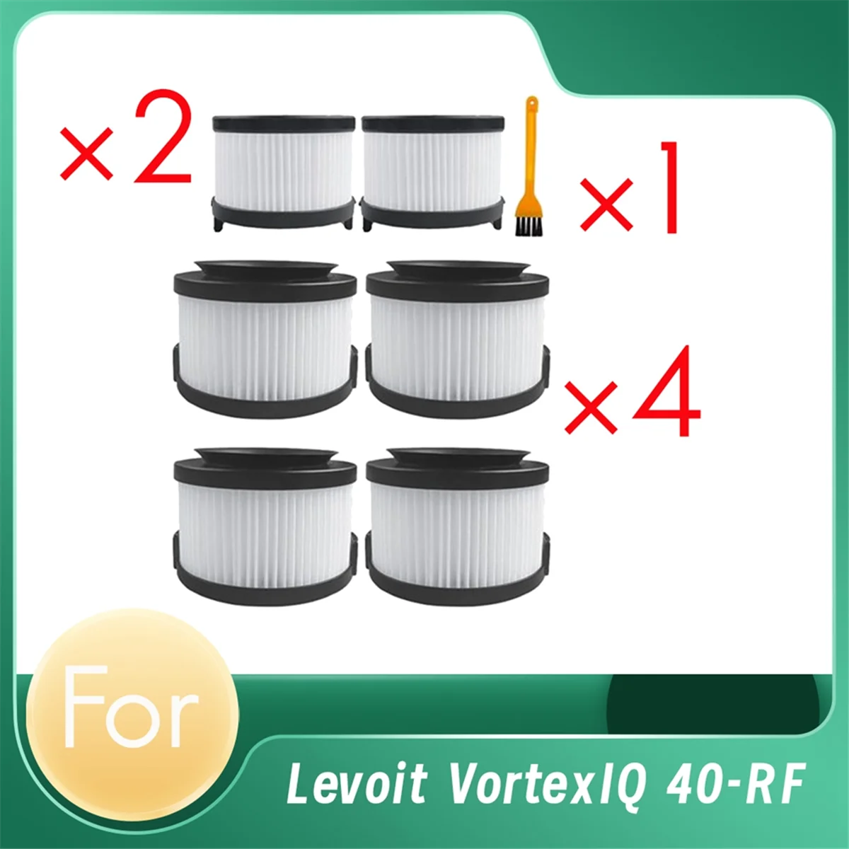 4 Pre-Filters and 2 Post-Filters with Cleaning Brush for Levoit Vortexiq 40-Rf Home Cleaner Filter