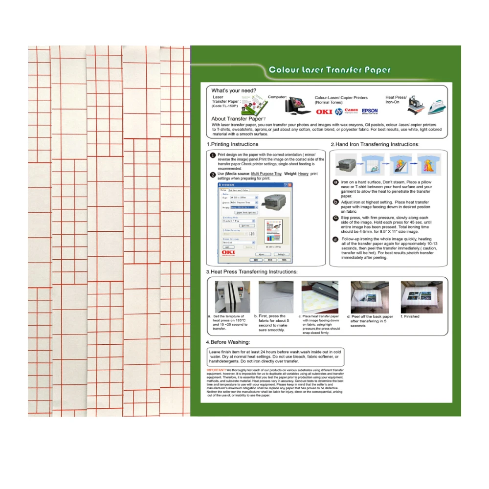 Laser Heat Transfer Printing Paper For T-shirt Light Color A4 10pcs DIY Thermal Sublimation Transfer Sheets For Cotton Fabric