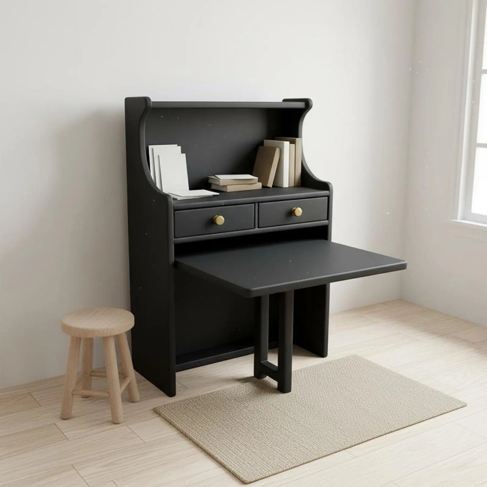 Foldable Dollhouse Table Scene Prop European Design Dollhouse Furniture Miniature Cabinet with Drawers Ornament