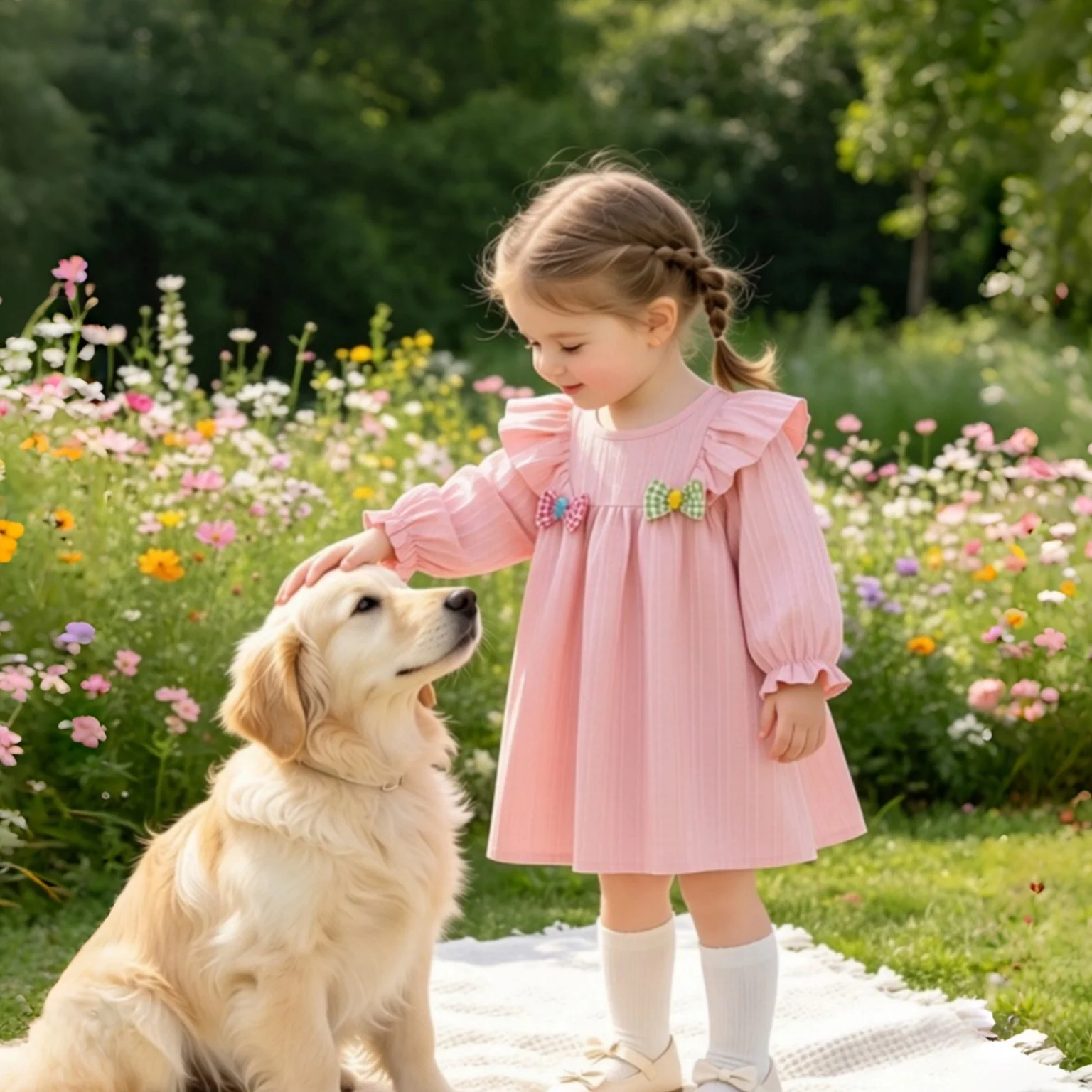 Autumn And Winter New Baby Girl Dress Long Sleeved Sweet Solid Color Girl's Daily Outdoor Vacation Dress Children's Clothing