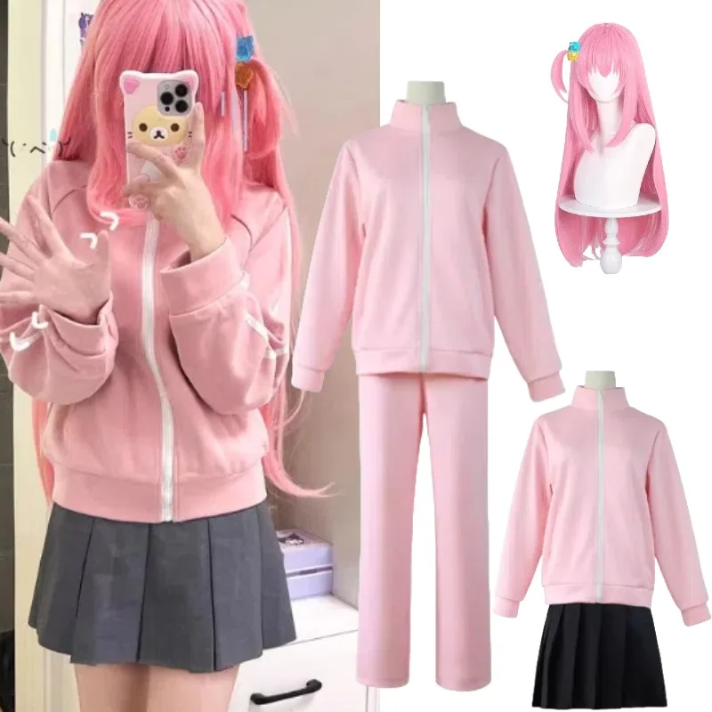

Gotoh Hitori Cosplay Costume School JK Uniform Pink Sportswear Wig Suit for Women Halloween Anime Party Roleplay Outfits