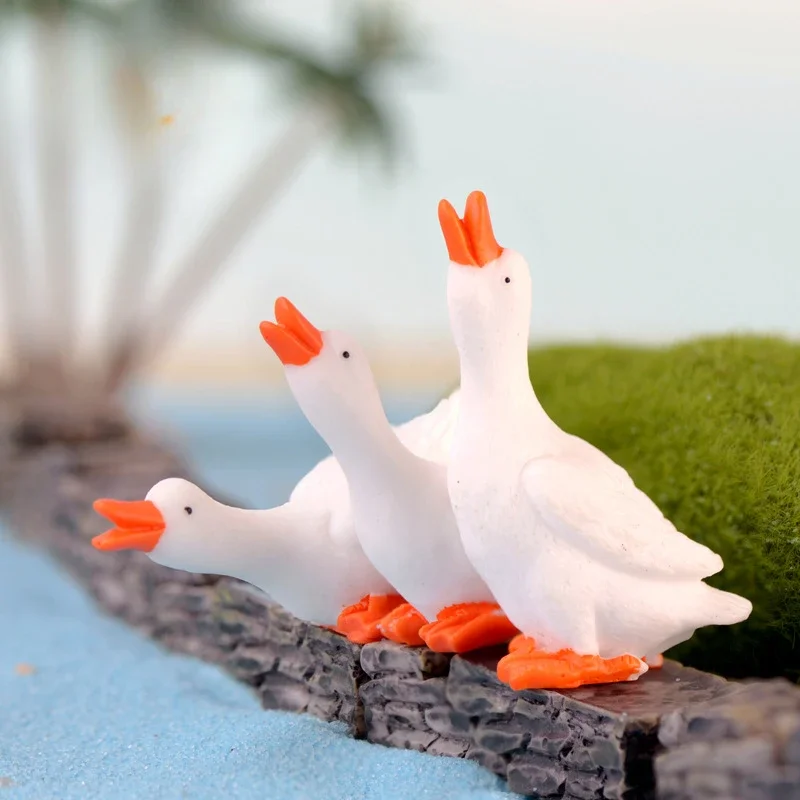 3Pcs Wholesale resin DIY white goose decoration, white swan gift ornament white duck handicrafts water polo accessories