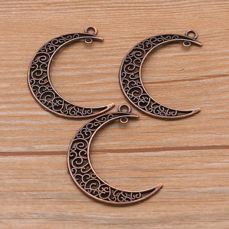 10 Uds. 33*40mm 8 colores hueco Luna encanto Metal Navidad boda colgante para DIY collar pulsera pendientes bolsa fabricación de joyas