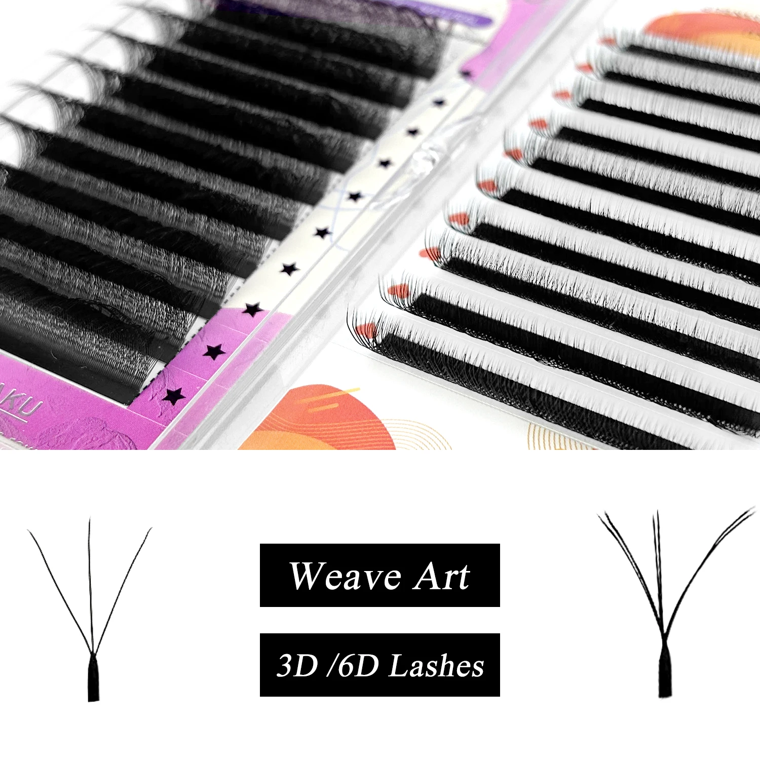 

LAKANAKU 3DW Eyelashes Premade Volume Fans Mixed Lashes Tray D Curl All Size Cilios W