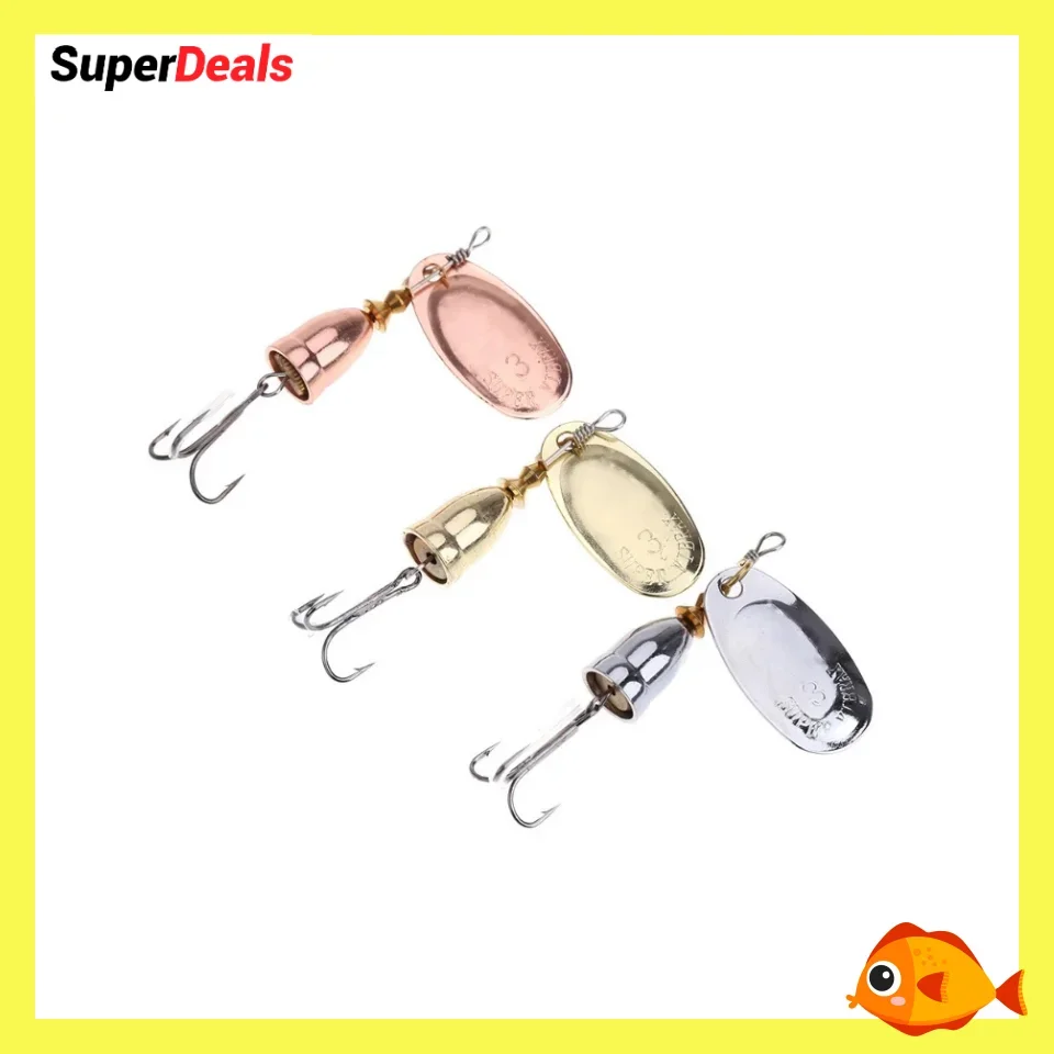 Artificial Spinner Metal Hard Lure 6g Rotating Brass Spoon Bait Treble Hook Fishing Tackle For Pike