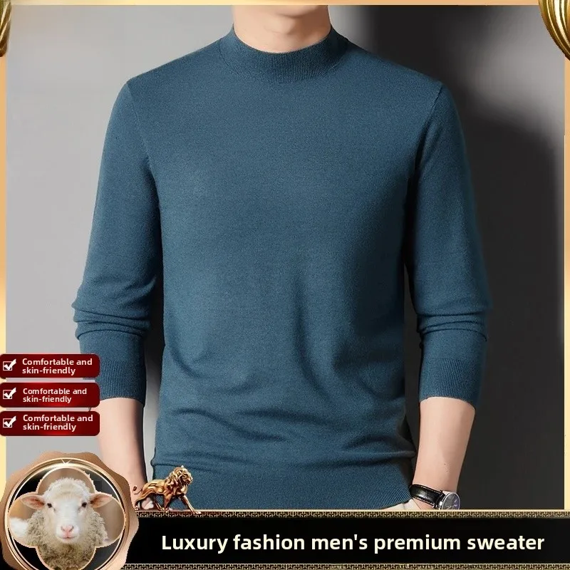 

Мужской шерстяной свитер Pierre Cardin Thiened f с высоким воротником, теплая основа, однотонный повседневный вязаный свитер с короткими рукавами для осени...