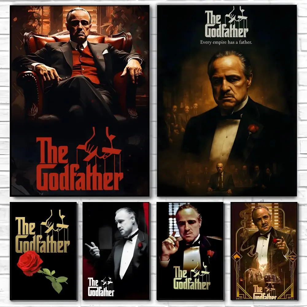 Retro Movie T-the Godfather Poster  Self-adhesive Art Waterproof Paper Sticker Coffee House Bar Room Wall Decor