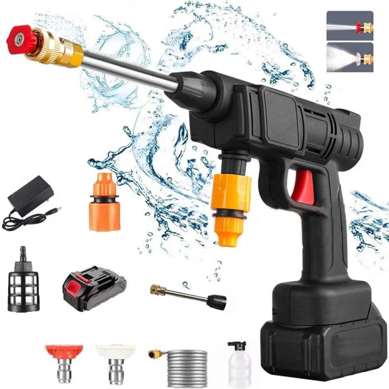 Cordless Pressure Washer 30Bar Pressure Water Spray Gun 48V Battery Portable High Pressure Car Washer for Car Garden Cleaning