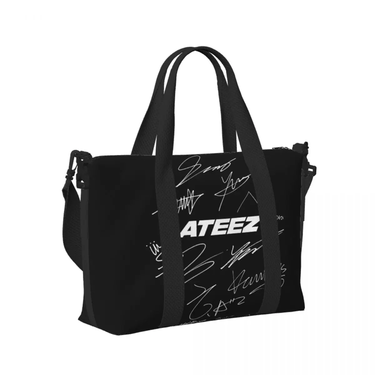 

Пользовательские ATEEZ - Логотип + Autographs Пляжная дорожная сумка Большая вместительная сумка-тоут для тренажерного зала Йога Женская дорожная сумка для покупок