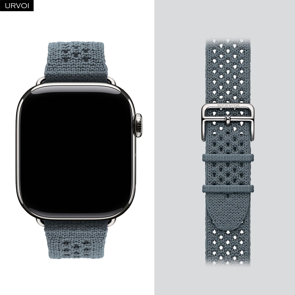Correa URVOI Néo Tricot para Apple Watch Series 11 10 9 8 7 SE3, banda Bleu Nuit Single Tour, pulsera ligera y transpirable de 46mm