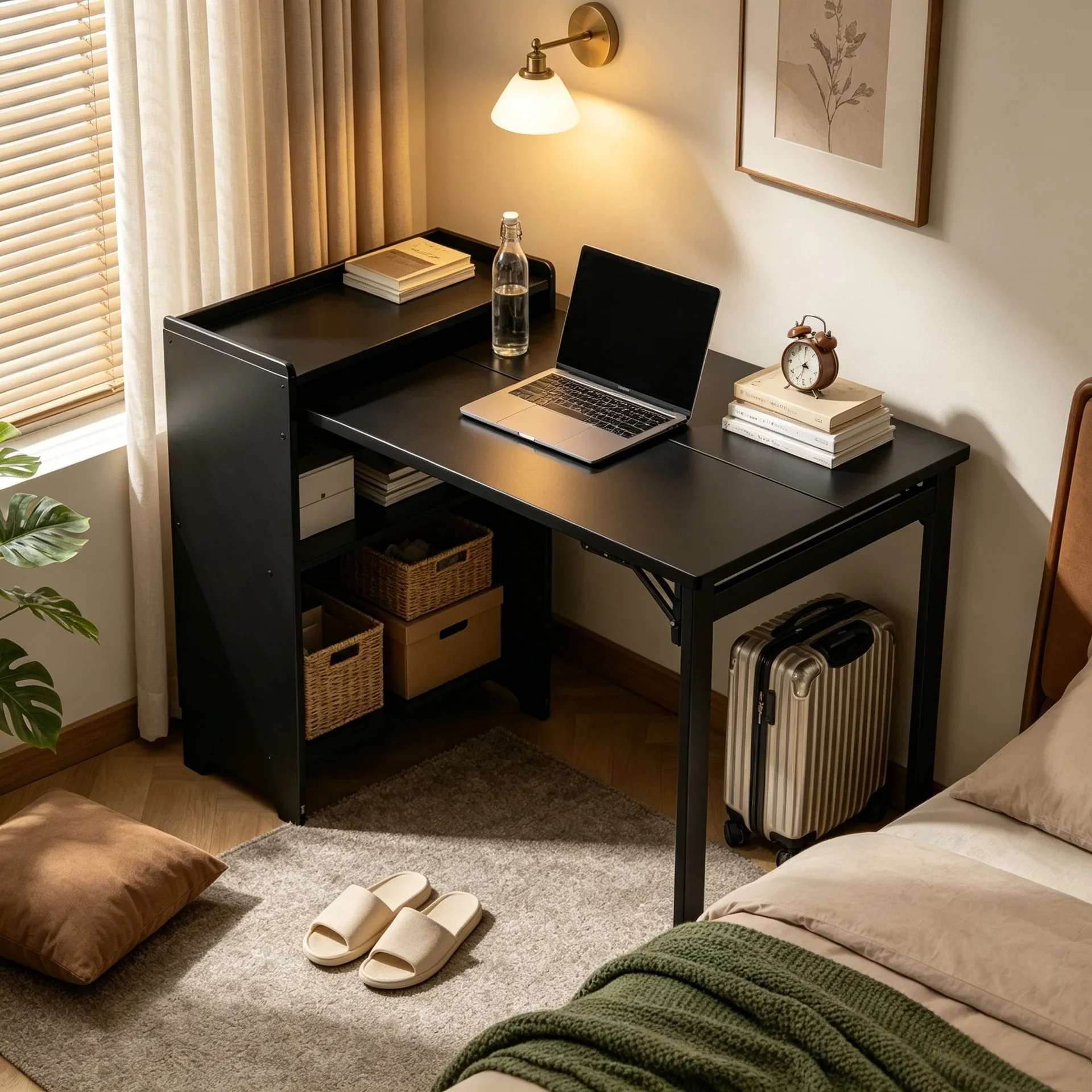 Solid wood desk foldable learning writing table rectangular computer table adult household small apartment bedroom bedside