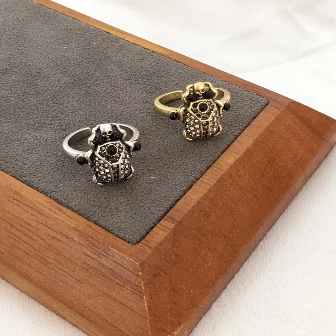 Colorful rhinestone ladybug rings for women insect rings punk gothic designer jewelry funny cute jewelry new in 2026