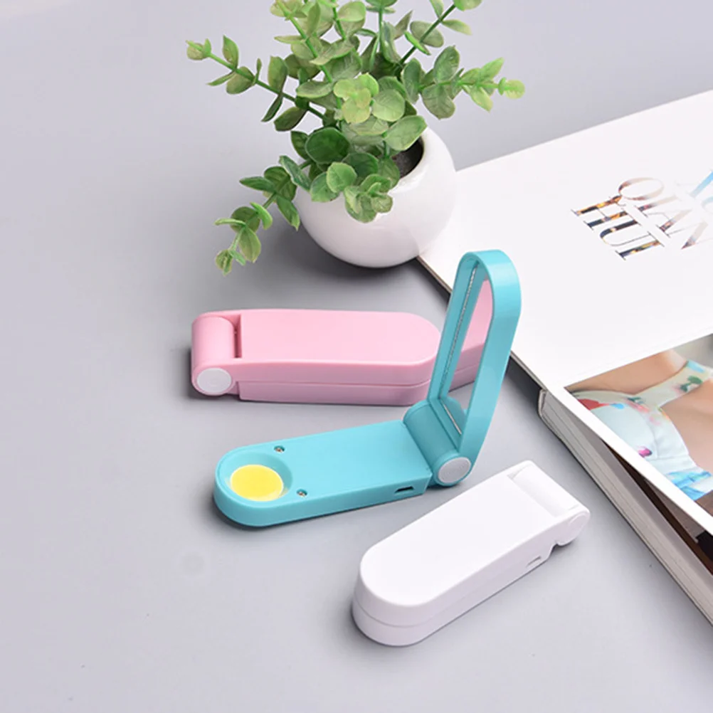 Portable Foldable Makeup Mirror Lamp USB Chargeable White Travel Light Makeup Mirror with LED Light for Night Reading