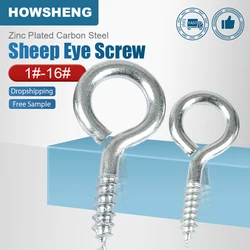 HOWSHENG 5–50 Stück Schafsauge Haken Schraube Augenschraube Nagel 1 #   2 #   3 #   4 #   5 #   6 #   8 #   10 #   16 #   Verzinkte selbstschneidende Hakenschraube für Heimwerker