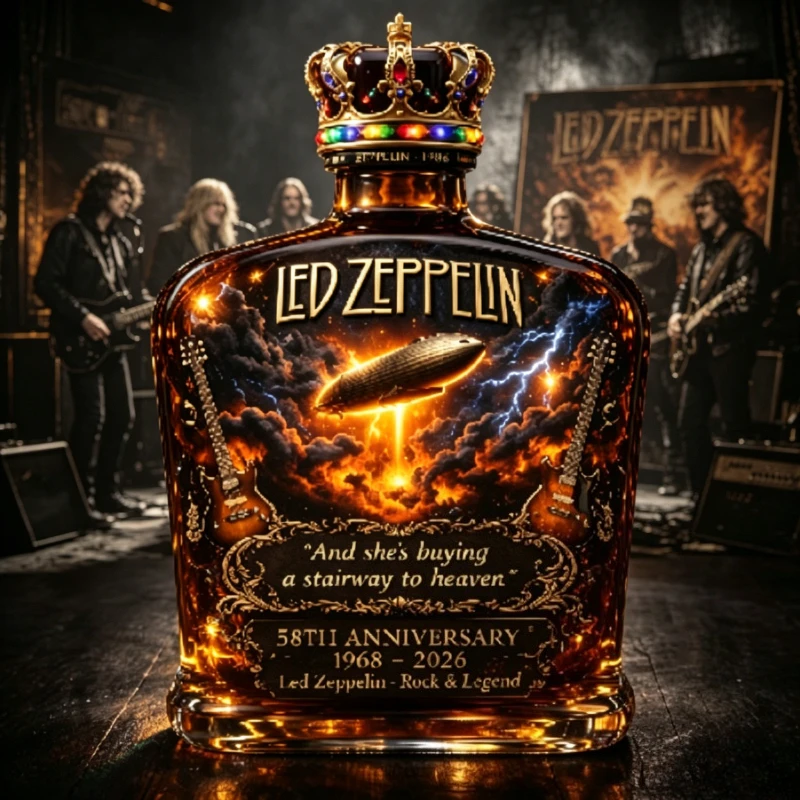 Led Zeppelin 58th Anniversary Whiskey Flask Portable Hip Flask Stainless Steel Wine Bottle for Rock Fans Gift