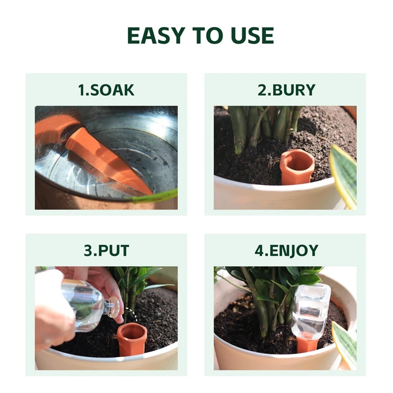 

Terracotta Watering Spikes,Wine Bottle Watering Stakes,Slow Release Self Watering Planter Insert for Out Indoor Plants-SPMI