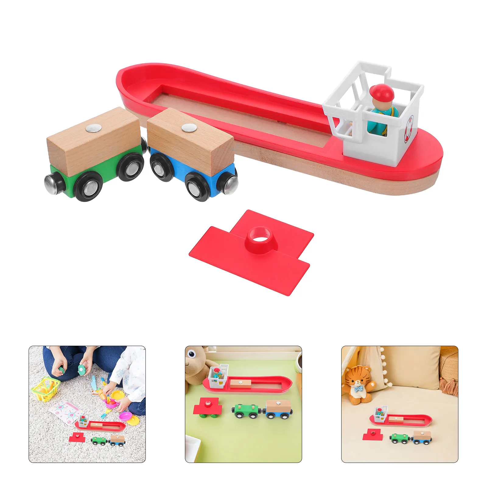 Train Track Ship Layout Boat Kit Scene Wooden Accessories Accessory Sailboat Toy