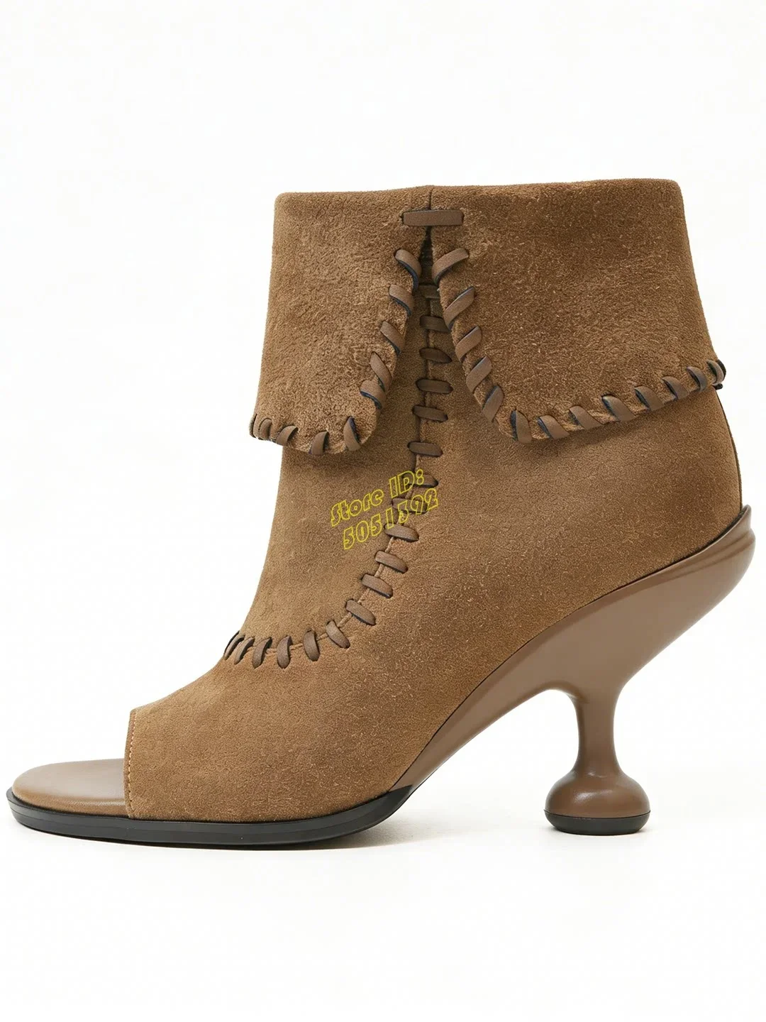 Brown Black Suede Ankle Booties Open Toe Strange Style Slip On Runway 2026 Winter Autumn Women Dress Shoes Custom Made Dress