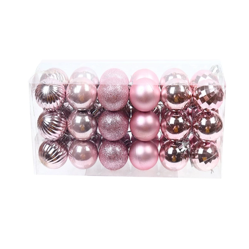 X6HD 36 Miếng Giáng Sinh Treo Bóng Vỡ Xmas Trang Trí Cây Nhựa Lấp Lánh Baubles Bộ Lễ Đảng Vật Trang Trí