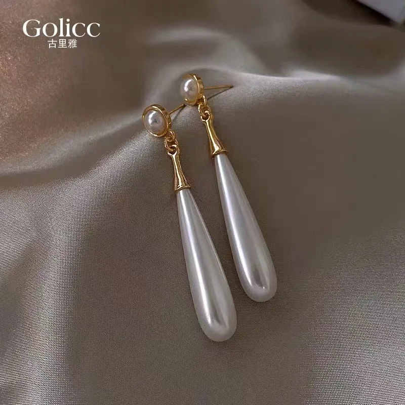 Pearl Drop Earrings Long Tassel French Chic Lightweight Hypoallergenic Silver Post Fall Winter Elegant Daily Wear Jewelry