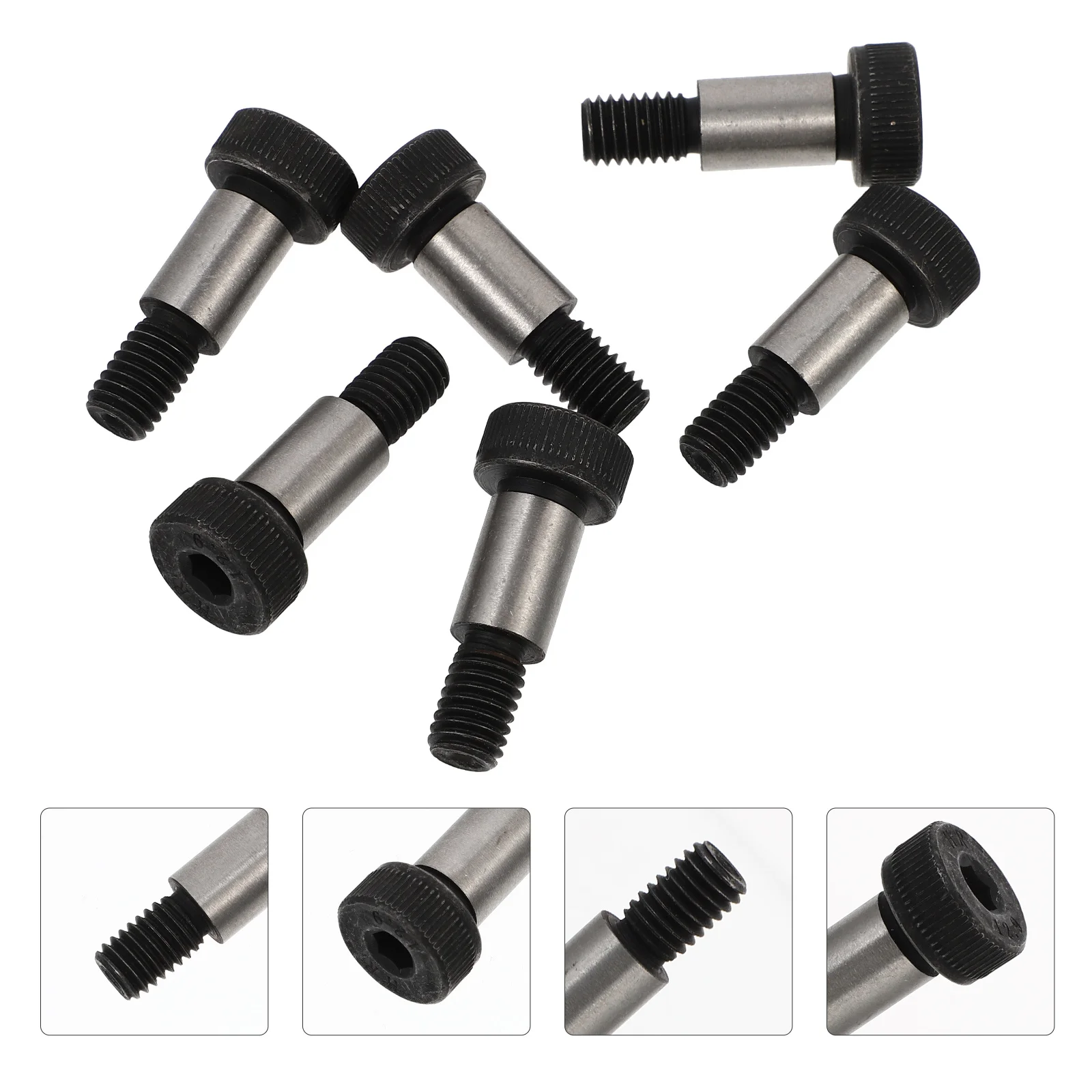 1Set Hex Shoulder Screws Standard Round Shape Durable Carbon Steel Rustproof Practical Shoulder Bolts for Repair