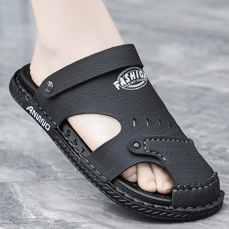 Men Sandals Genuine Split Leather Men Beach Sandals Brand Men Casual Shoes Flip Flops Men Slippers Sneakers Summer Shoes