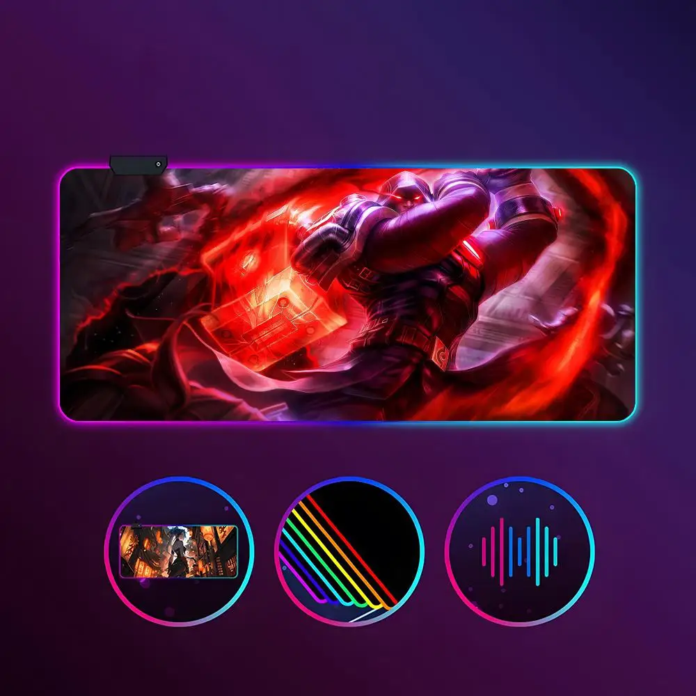 Game League of Legends Jayce Mouse Pad RGB luminous 900X400mm large table mat non-slip extra large game office mouse pad