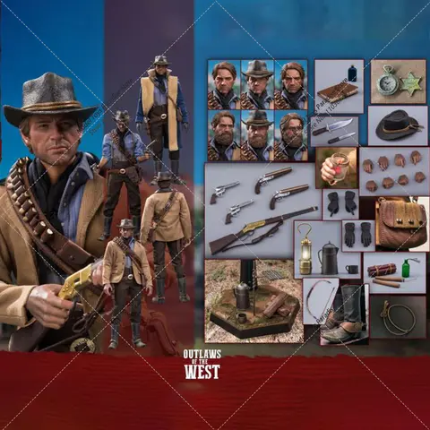 LIMTOYS LIM008 1/6 Scale Western Cowboy Arthur Morgan Collectible Action Figure 12'' Male Soldier with 2 Heads