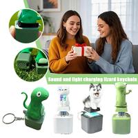Frog Croaking Fidget Toy Keychain With Colorful Lights Rechargeable Keychain With Led Fun Animal Sound Button Toy Stress Relief