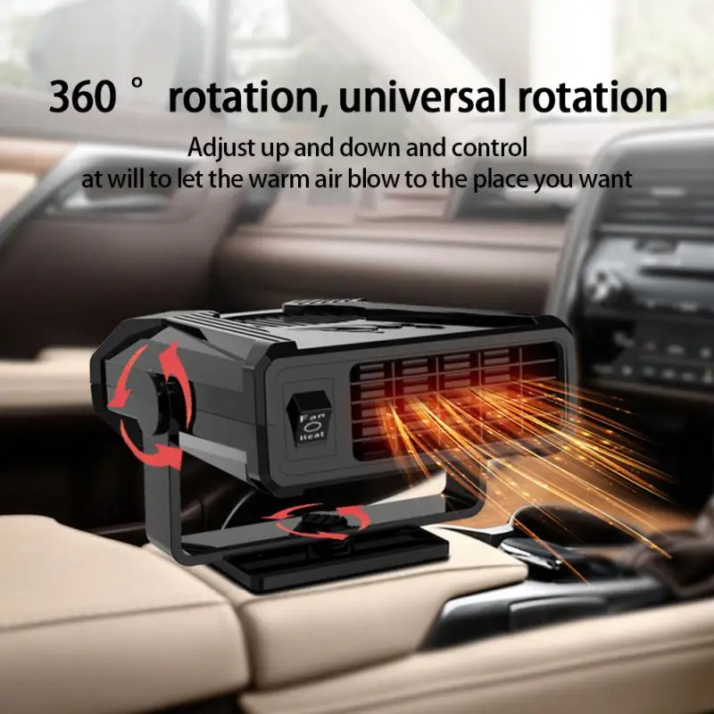 

2 In 1 12/24V Car Heater Heating/Cooling Fan For Auto Window Demister With Fast Heating 360 Degree Rotation For Truck RV SUV