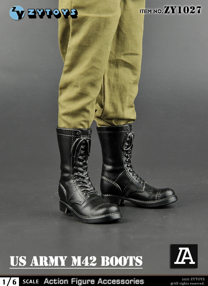 Zytoys zy1027 1/6 escala do exército dos eua m42 botas de combate soldado masculino sapatos ocos modelo caber 12 ''figura ação corpo bonecas