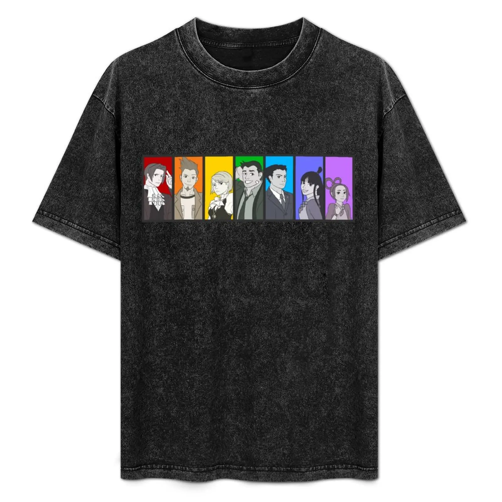 

Ace Attorney Rainbow Collage T-Shirt Soft Casual Short Sleeve Cotton Tee