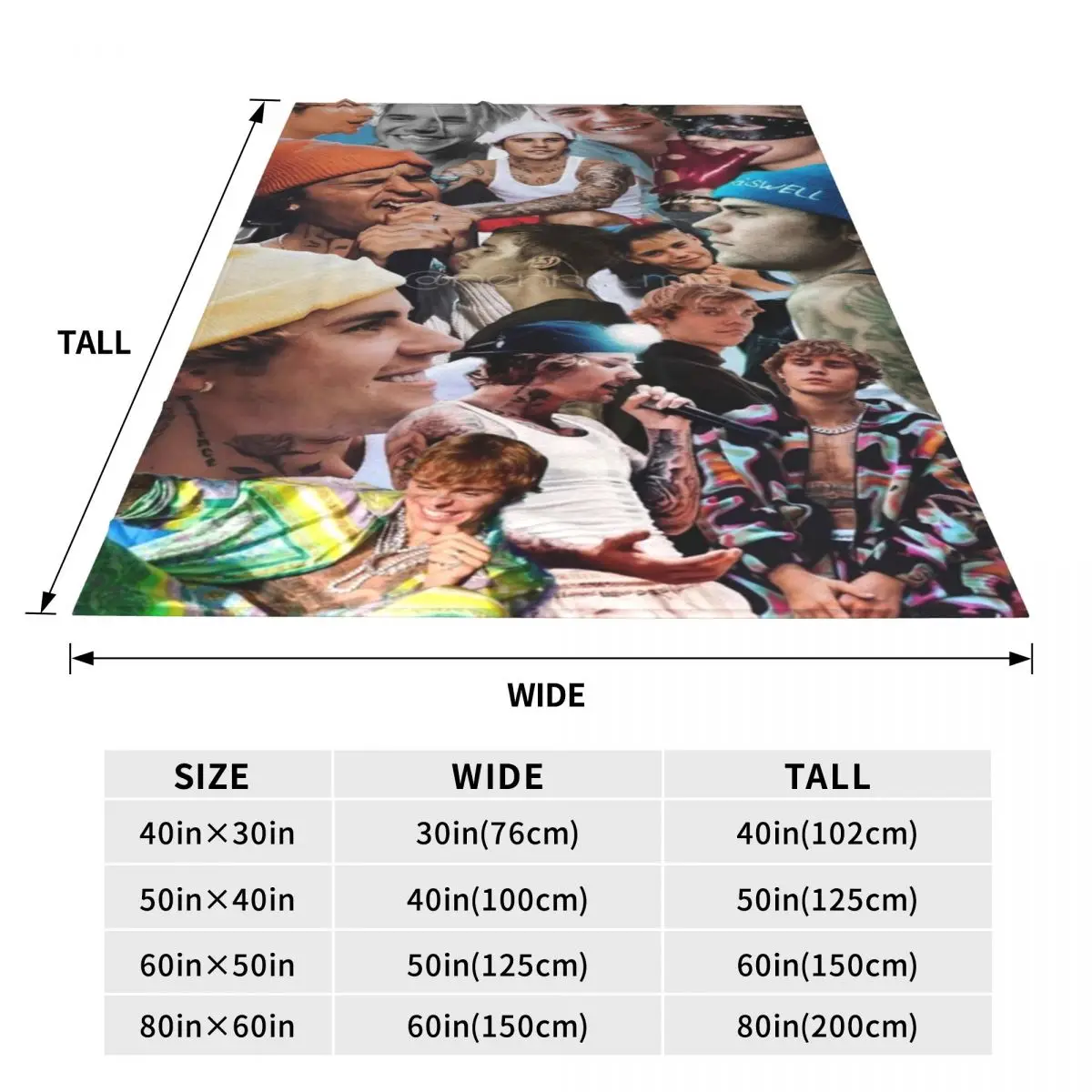 저스틴 비버 격자 무늬 담요 소파 커버, 산호 양털 플러시 프린트, 가수 콜라주, 따뜻한 던지기 담요, 홈 침실 러그 조각