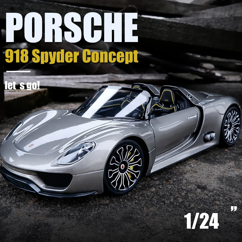 WELLY 1:24 Porsche 918 Spyder Alloy Sports Car Model Diecasts Metal Toy Vehicles Car Model Simulation Collection Childrens Gifts