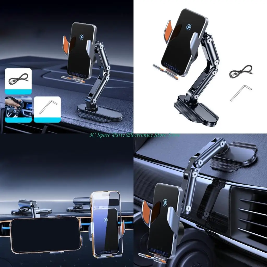 SZ Auto Sensing 15W Fast Wireless Chargers Car Mount With Adjustable Horizontal Vertical View Auto Open Close Phone Stand