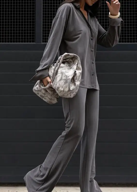 

2 Piece Sets 2025 Autumn Winter Leisure Elegant Fashion Casual Vacation Style Long Sleeved Shirt Long Pants Set Women's Clothing