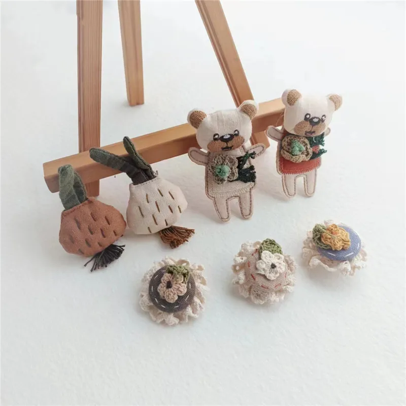 Brooch Fabric Lace Flower Rabbit Bear Handmade Cute Decor for Hat Bag Scarf Everyday Wear Sturdy Eco Friendly Premium