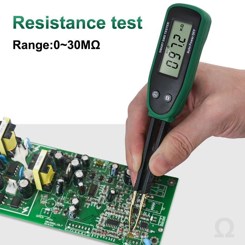 Smart SMD Tester LCD Display Auto Range Capacitance Resistance Continuity Diode Check Data Hold Rotable Tweezer Pin Multimeter