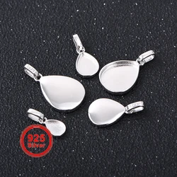 Breast Milk Resin Pear Solid Back Pendant Bezel Settings,Solid S925 Silver Pendant Blank Setting，DIY Pendant Accessories