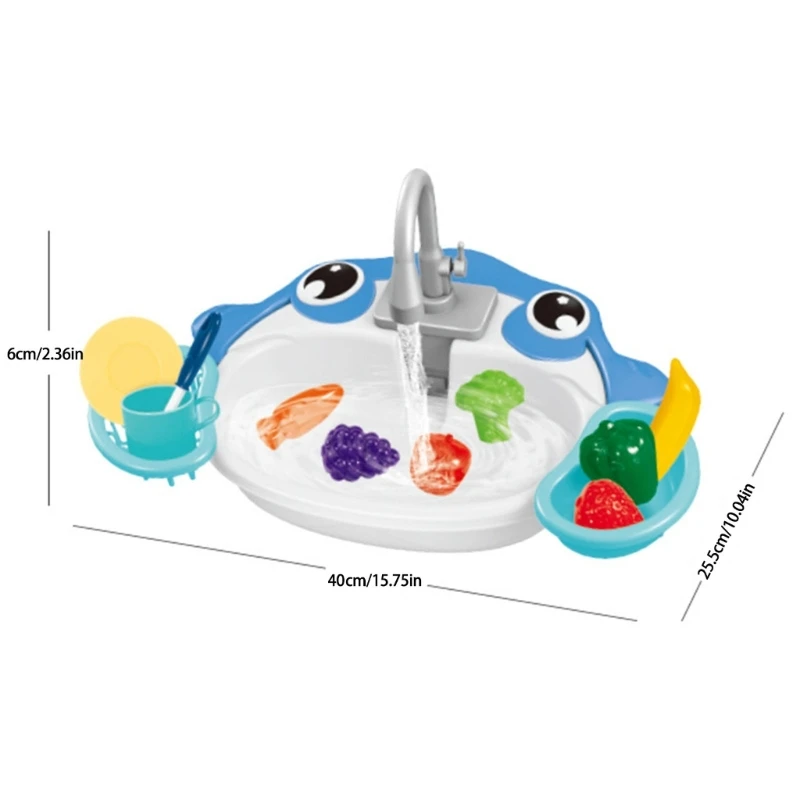 Interactive Pretend Kitchen Play Toy Electric Water Flowing Sink for Kids Fun